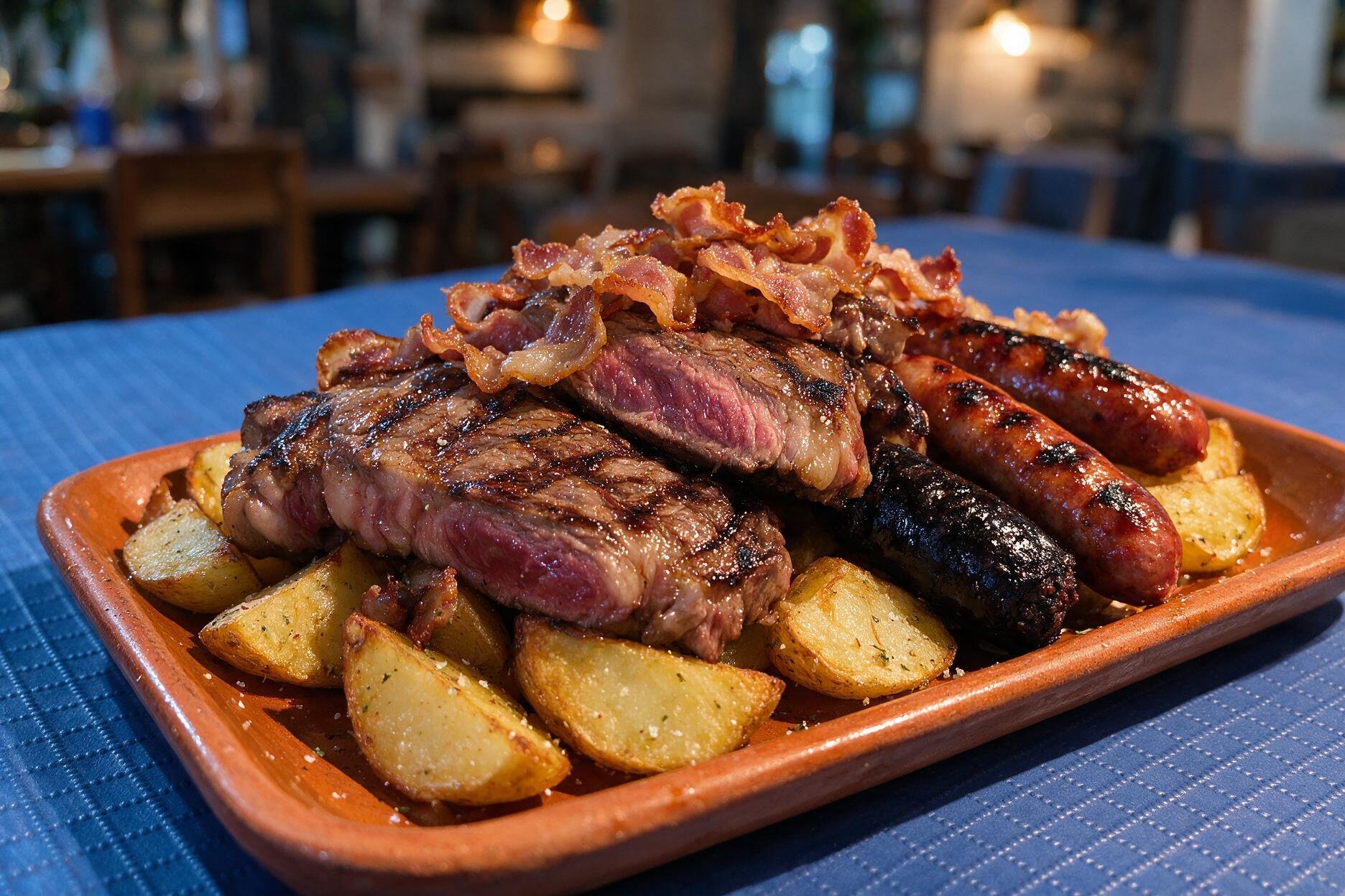 Parrillada de ibéricos con secreto, lagarto y abanico a la brasa